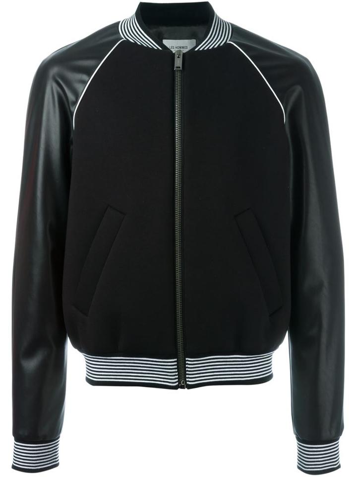 Les Hommes Contrast Sleeve Bomber Jacket