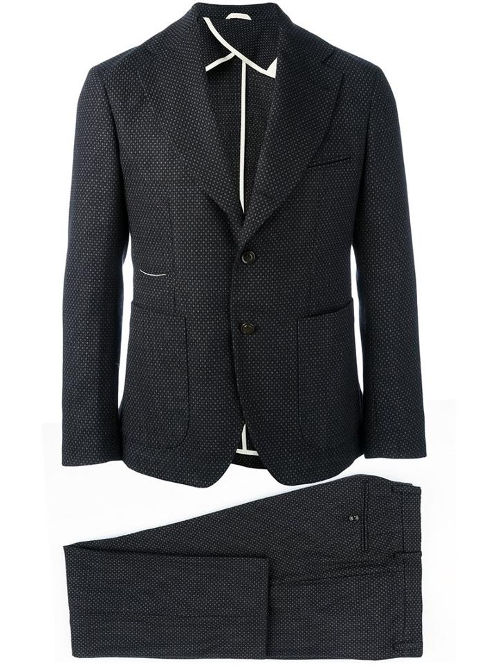 Al Duca D'aosta 1902 Two Piece Suit, Men's, Size: 54, Black, Cotton/virgin Wool