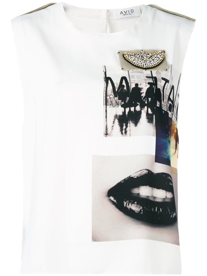 Aviù - Embellished Detail Tank Top - Women - Polyester/cotton - 48, White, Polyester/cotton
