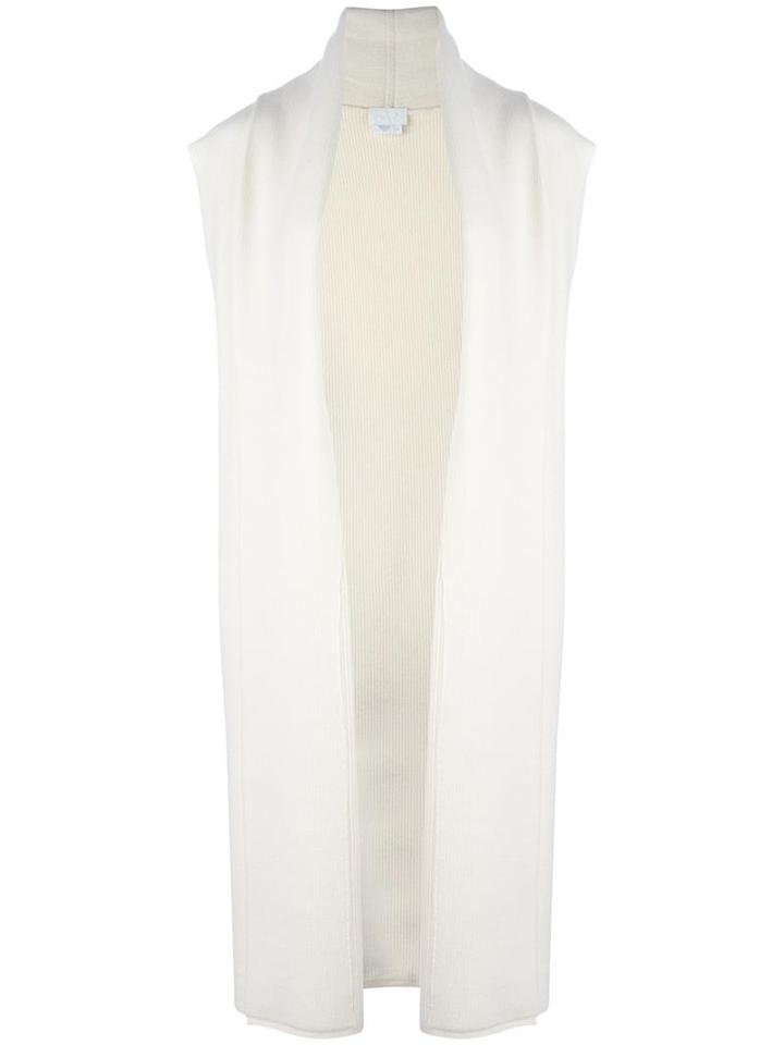 Dkny Long Sleeveless Cardigan, Women's, Size: Medium, White, Nylon/cashmere