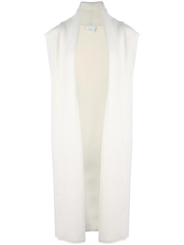 Dkny Long Sleeveless Cardigan, Women's, Size: Medium, White, Nylon/cashmere
