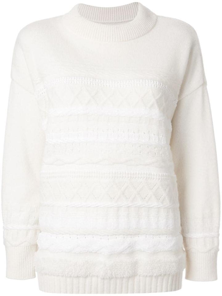 Coohem Solid Tweedy Knit Jumper - White