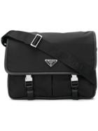 Prada Safety Buckle Fastening Shoulder Bag - Black