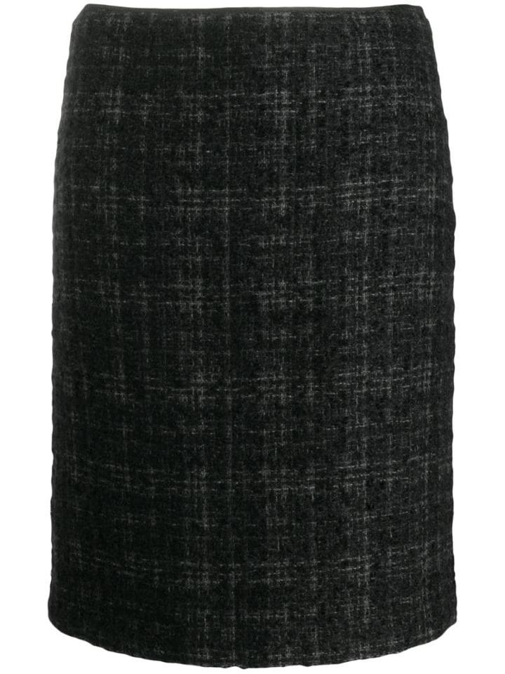 Prada Pre-owned 2000's Plaid Knitted Skirt - Black