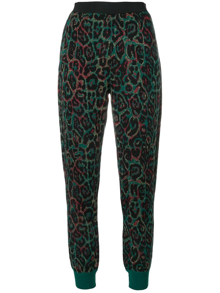 Nude Leopard Print Track Pants - Black