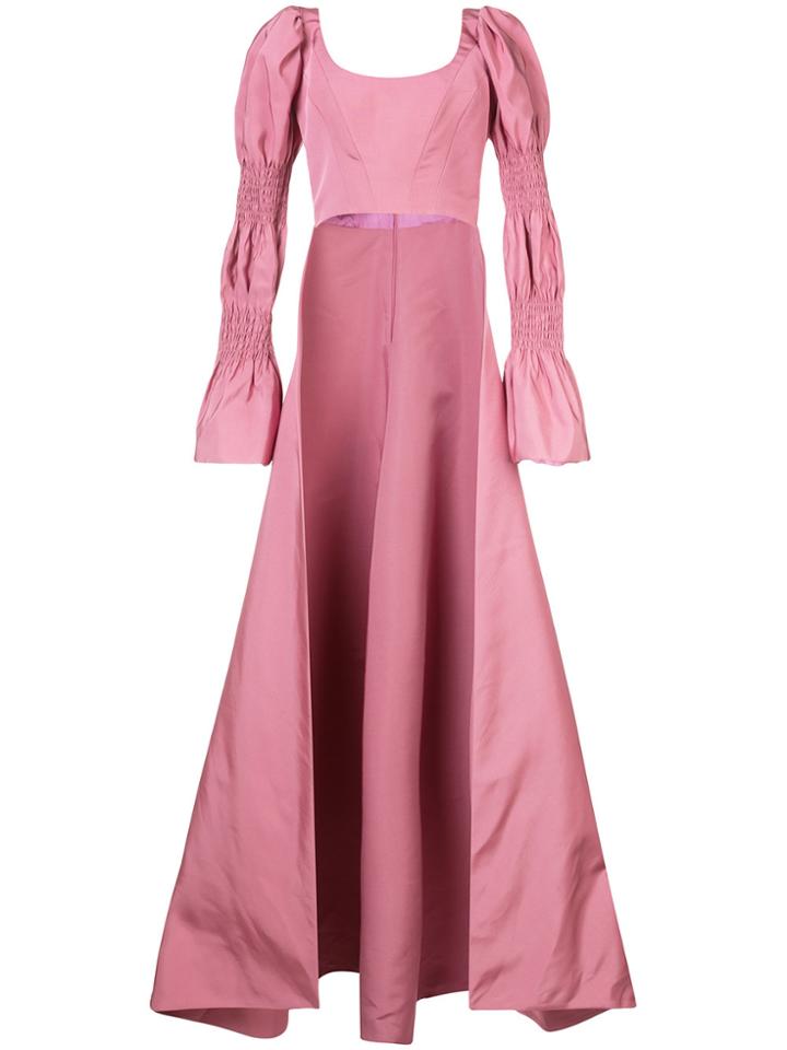 Christian Siriano Puffed Sleeve Floor Length Cape-back Top - Pink &
