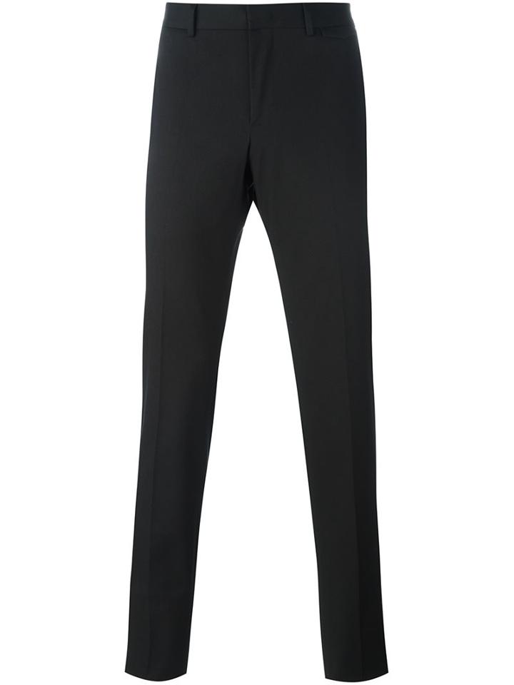 Z Zegna Straight Leg Trousers, Men's, Size: 50, Black, Cotton/spandex/elastane