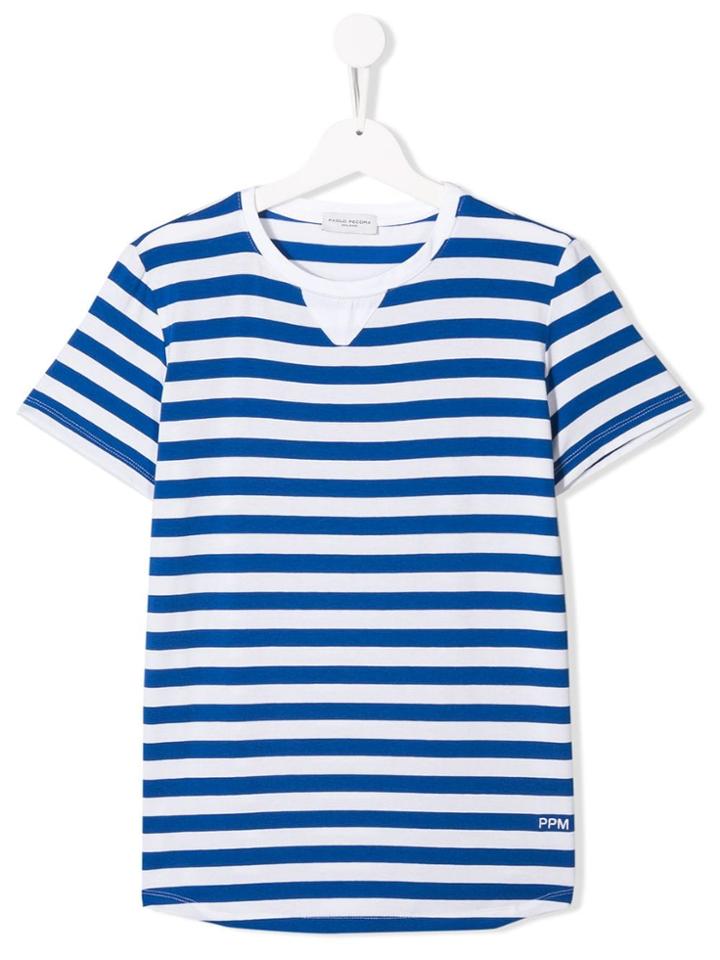 Paolo Pecora Kids Striped Round Neck T-shirt - Blue
