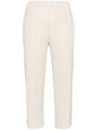 Pleats Please By Issey Miyake Pleated Cropped Trousers - White