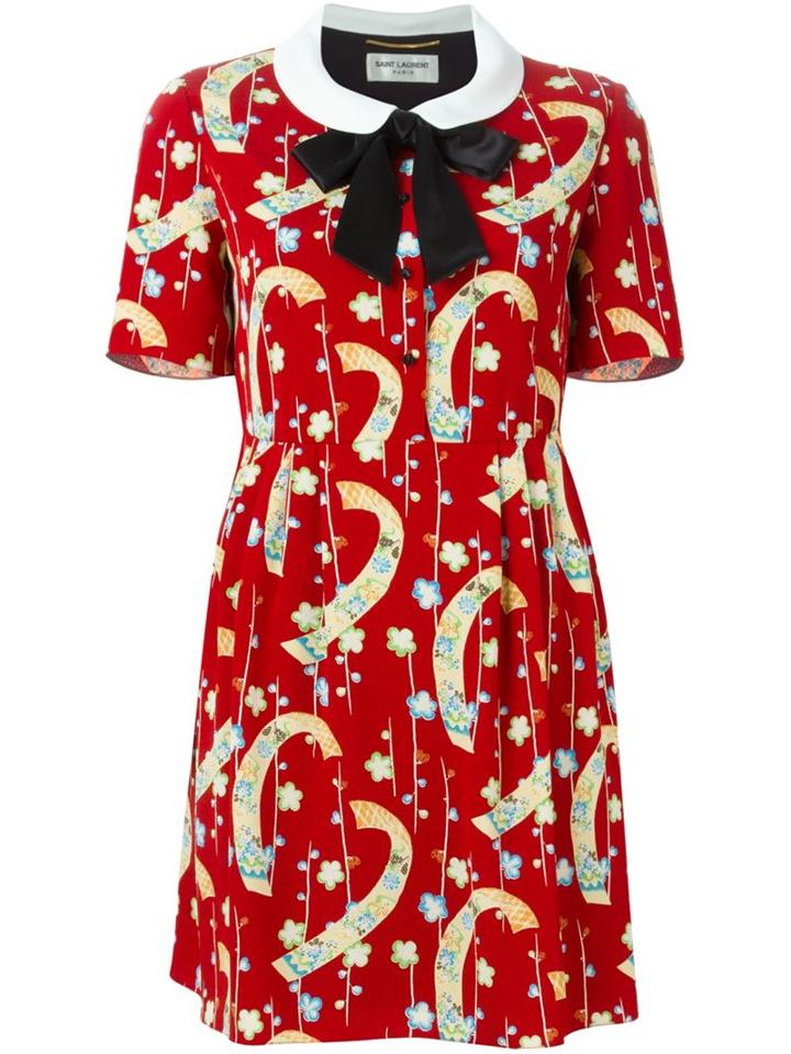 Saint Laurent Printed Babydoll Dress