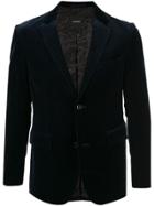 Loveless Textured Fitted Suit Jacket - Blue