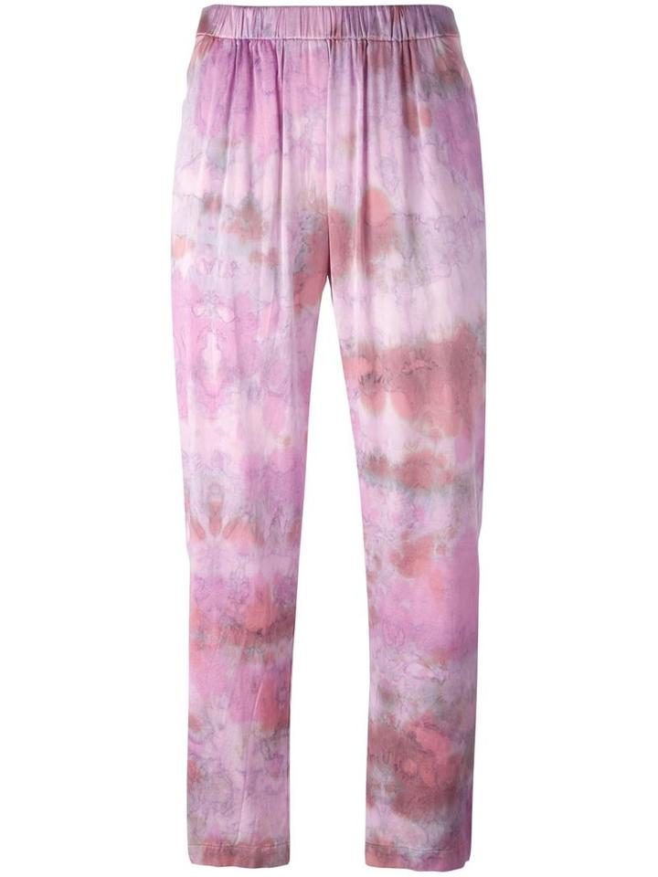 Raquel Allegra Tie-dye Print Trousers, Women's, Size: 2, Pink/purple, Silk/spandex/elastane