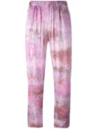 Raquel Allegra Tie-dye Print Trousers, Women's, Size: 2, Pink/purple, Silk/spandex/elastane