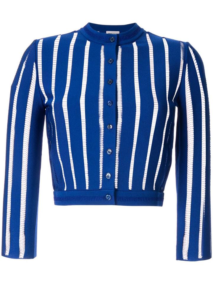 Alexander Mcqueen Stitched Stripes Cropped Cardigan - Blue