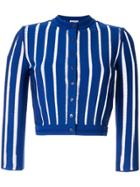 Alexander Mcqueen Stitched Stripes Cropped Cardigan - Blue