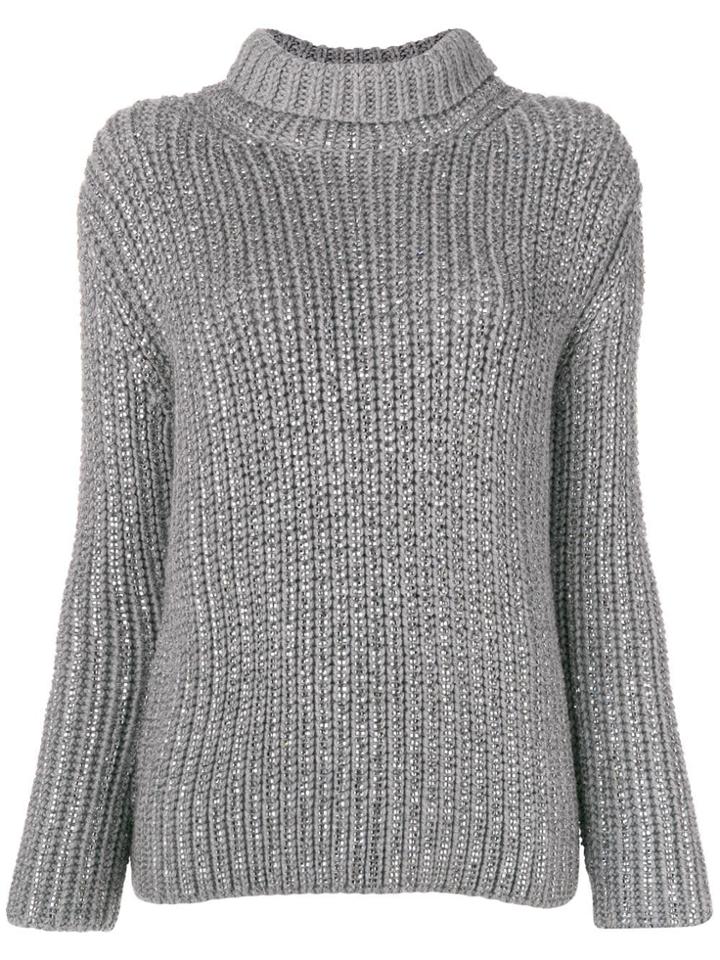 Ermanno Scervino Faux-crystal Embellished Sweater - Grey