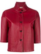 Loro Piana Cropped Leather Jacket, Women's, Size: 40, Red, Lamb Skin