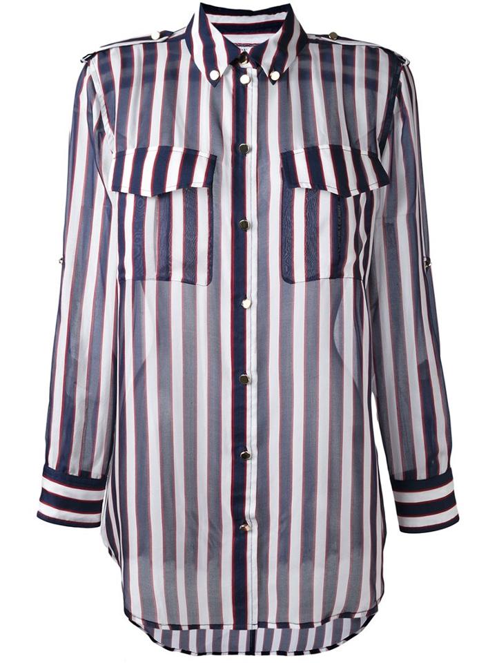 Equipment Striped Sheer Button-down Shirt