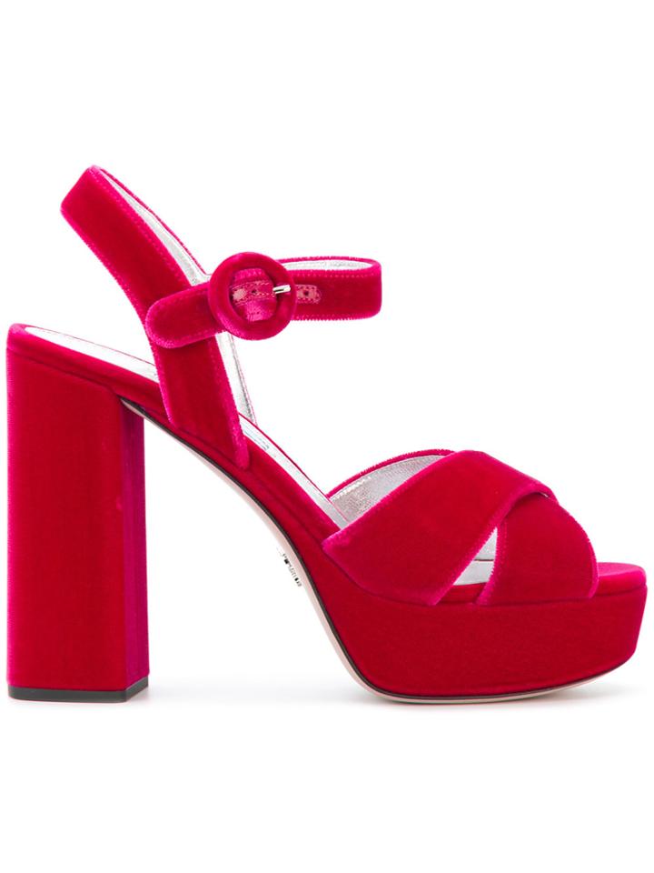 Prada Open-tope Platform Sandals - Pink & Purple