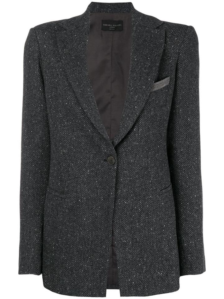 Fabiana Filippi Textured Single Breasted Blazer - Grey