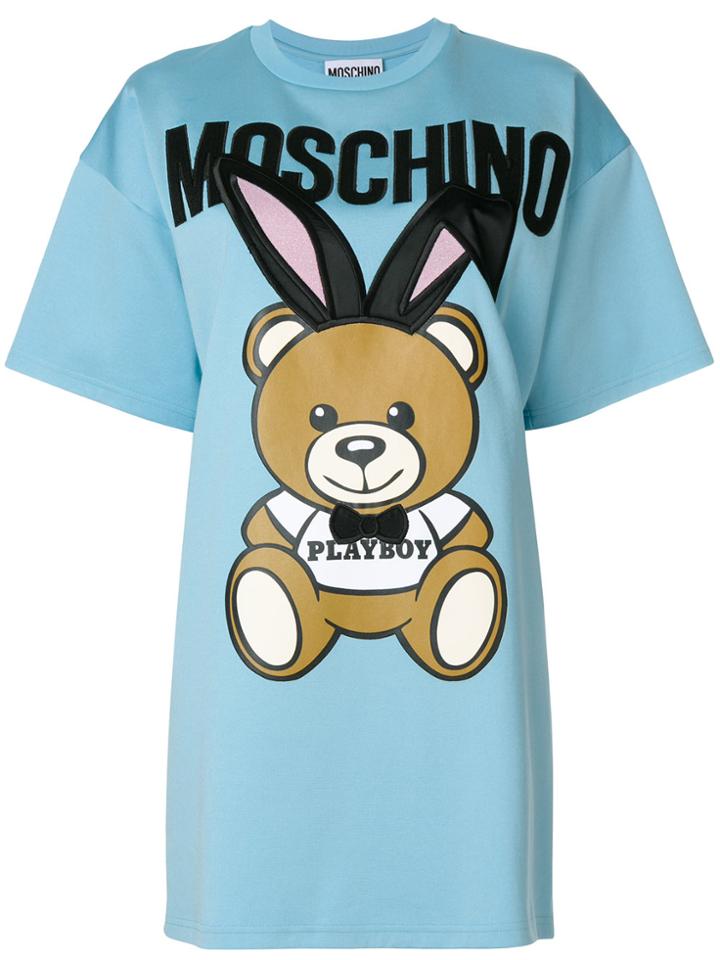 Moschino Playboy Toy Bear T-shirt Dress - Blue
