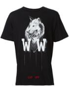 Off-white Wolf Print T-shirt, Men's, Size: Large, Black, Cotton