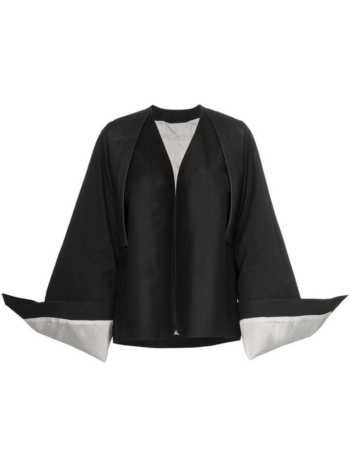 Rick Owens Oversized Cuff Cotton Blend Kimono Jacket - Black