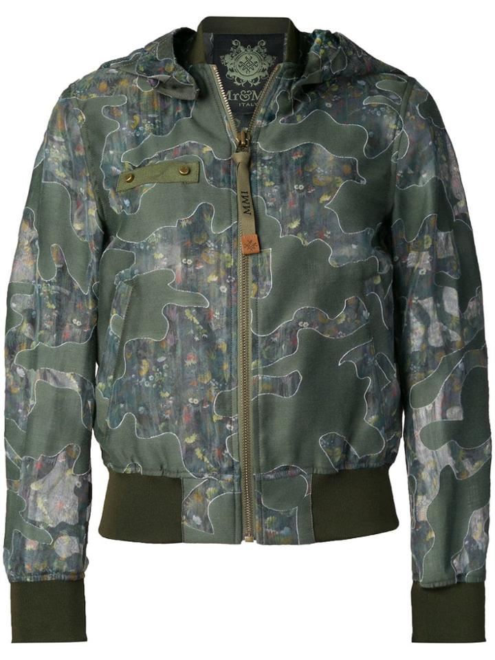 Mr & Mrs Italy Camouflage Print Bomber Jacket - Green