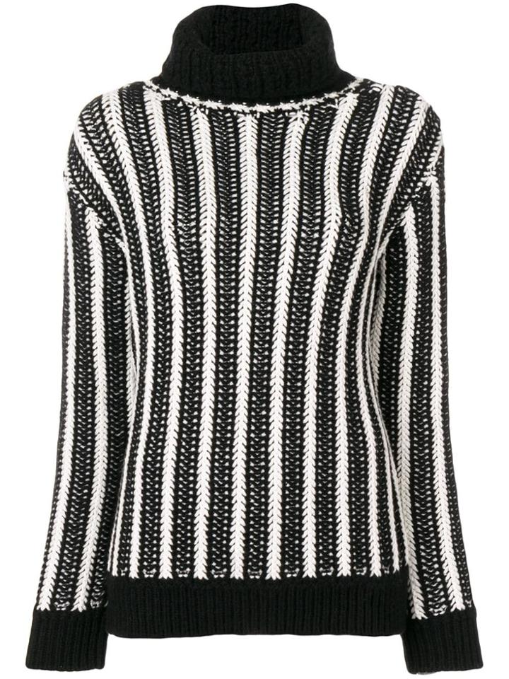 Saint Laurent Chevron Pattern Knitted Sweater - Black