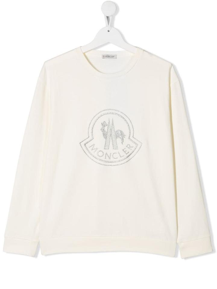 Moncler Kids Embroidered Logo Sweatshirt - White
