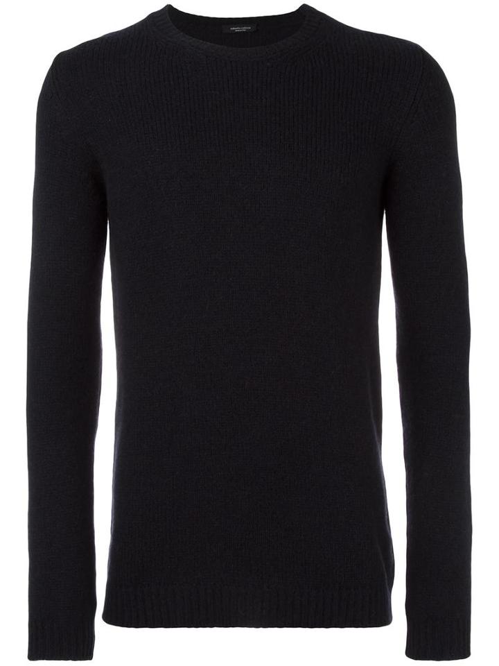 Roberto Collina Round Neck Jumper, Men's, Size: 48, Blue, Nylon/camel Hair/merino