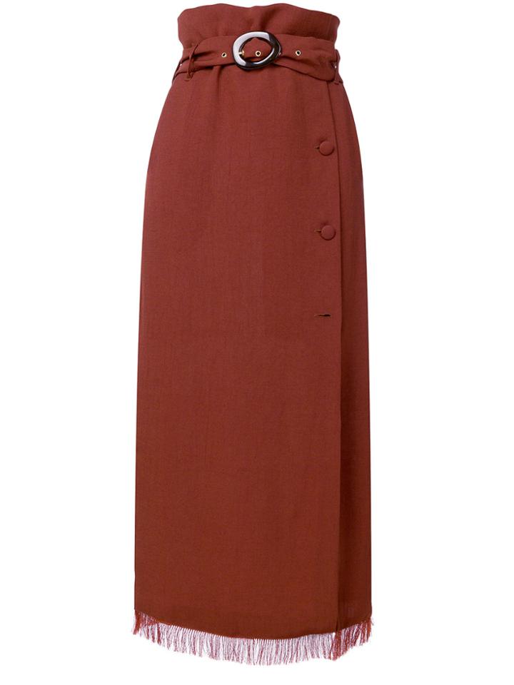 Nanushka Belted Button Up Skirt - Yellow & Orange