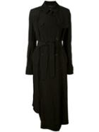 Rokh - Long Belted Trench Coat - Women - Cupro/viscose - 36, Black, Cupro/viscose