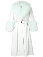 Saks Potts Fur-trim Belted Coat - White
