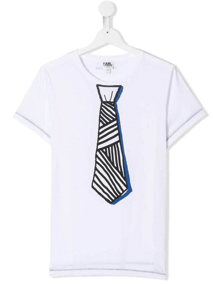 Karl Lagerfeld Kids Teen Tie Print T-shirt - White