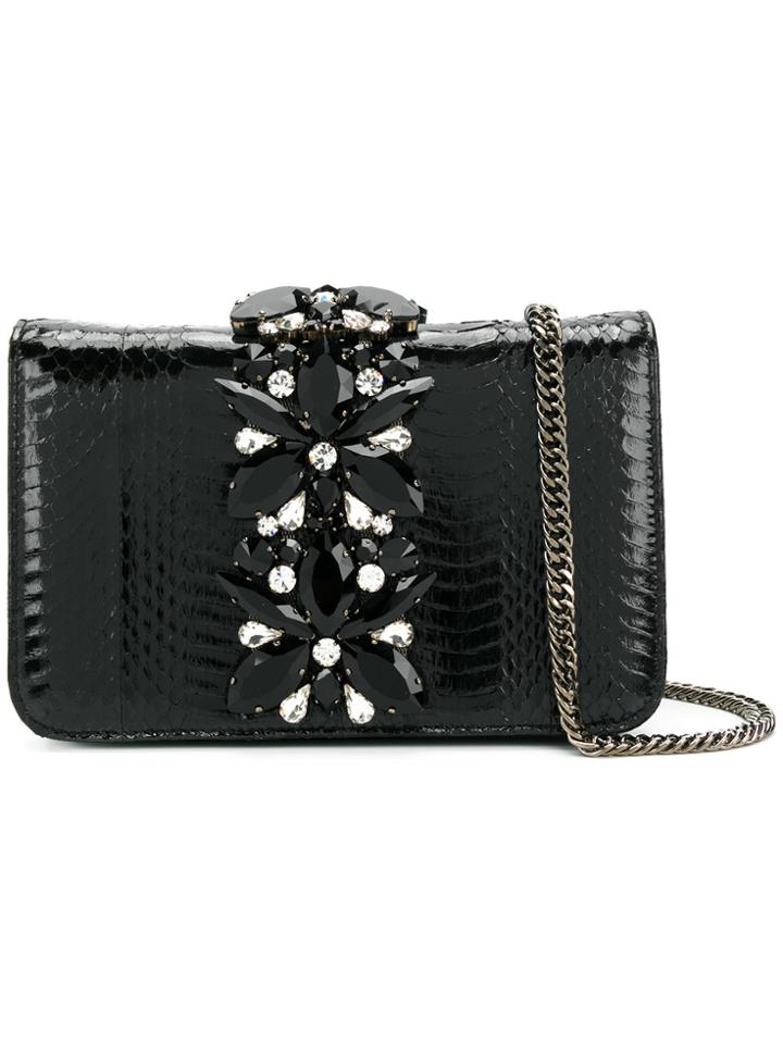 Emanuela Caruso Gemstone Embellished Small Crossbody Bag - Black
