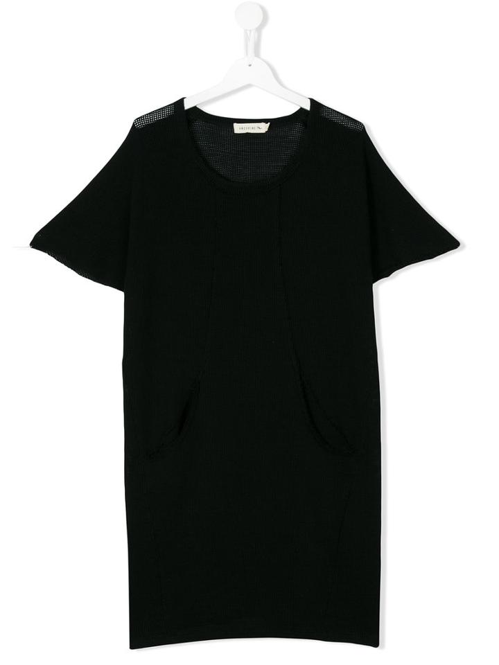 Andorine - Open Knit T-shirt Dress - Kids - Cotton - 14 Yrs, Black