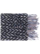 Armani Collezioni Woven Fringed Scarf, Women's, Blue, Silk/acrylic/wool