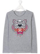 Kenzo Kids Teen Tiger Long Sleeve T-shirt - Grey