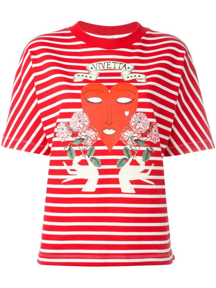 Vivetta Logo Print Striped Jumper, Women's, Size: 38, Red, Cotton