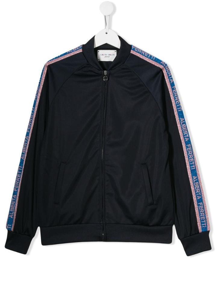Alberta Ferretti Kids Teen Stripe Sleeve Track Jacket - Blue