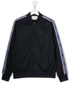 Alberta Ferretti Kids Teen Stripe Sleeve Track Jacket - Blue