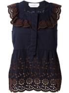 See By Chloé Broderie Anglaise Top, Women's, Size: 38, Blue, Cotton