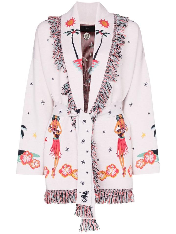 Alanui Hawaii-intarsia Wool-blend Cardigan - Pink