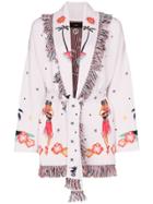 Alanui Hawaii-intarsia Wool-blend Cardigan - Pink