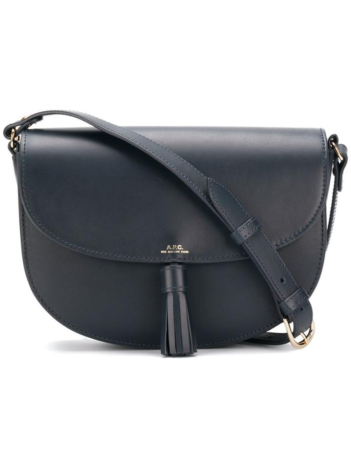 A.p.c. Embossed Logo Crossbody Bag - Blue