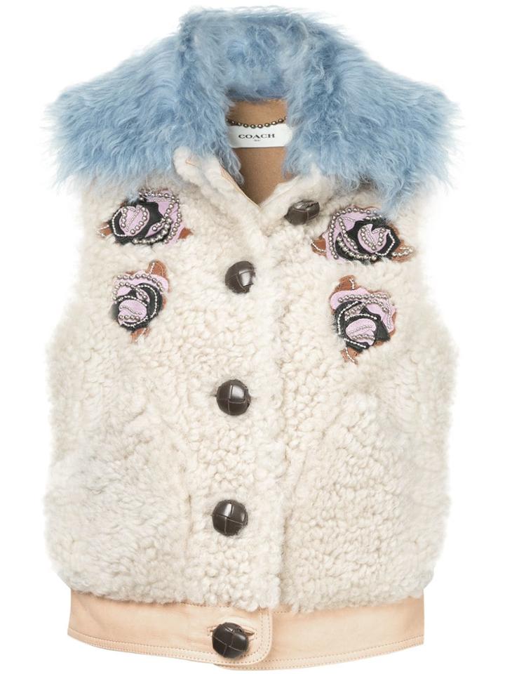 Coach Embellished Shearling Vest - Neutrals