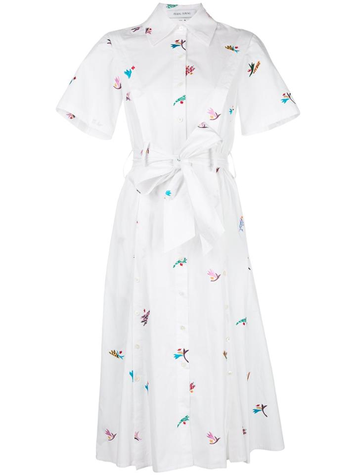 Prabal Gurung Embroidered Belted Shirt Dress - White