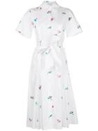 Prabal Gurung Embroidered Belted Shirt Dress - White