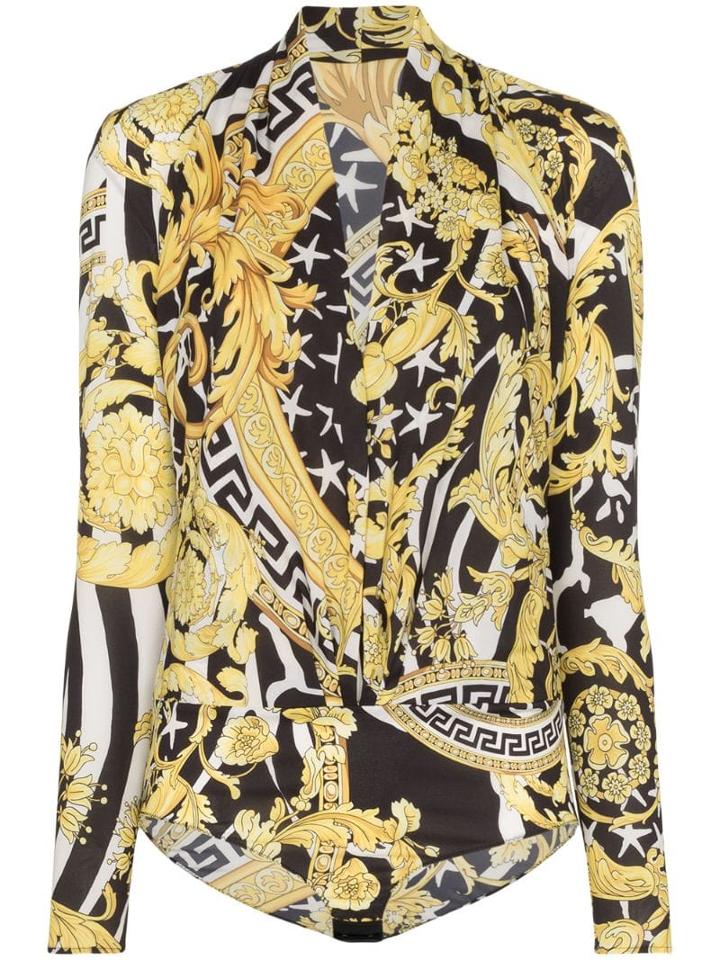 Versace Savage Barocco Print Bodysuit - Black